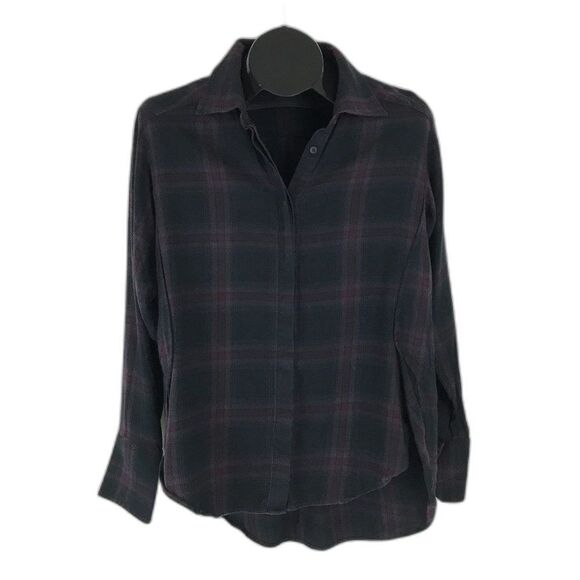 PAIGE Clemence Plaid Shirt Women's XS Button Down High-Low Oversized Relaxed - Picture 1 of 11